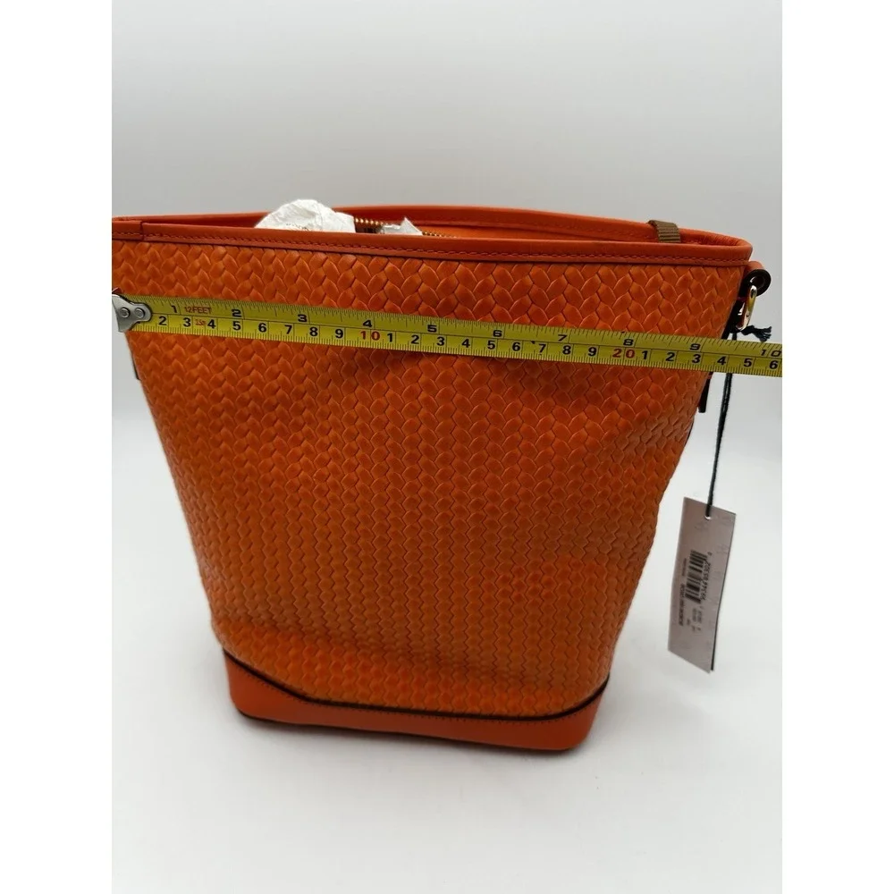 NWT Dooney & Bourke Camden Small Hobo‎ Woven Leather Crossbody Bag, Orange 11x10